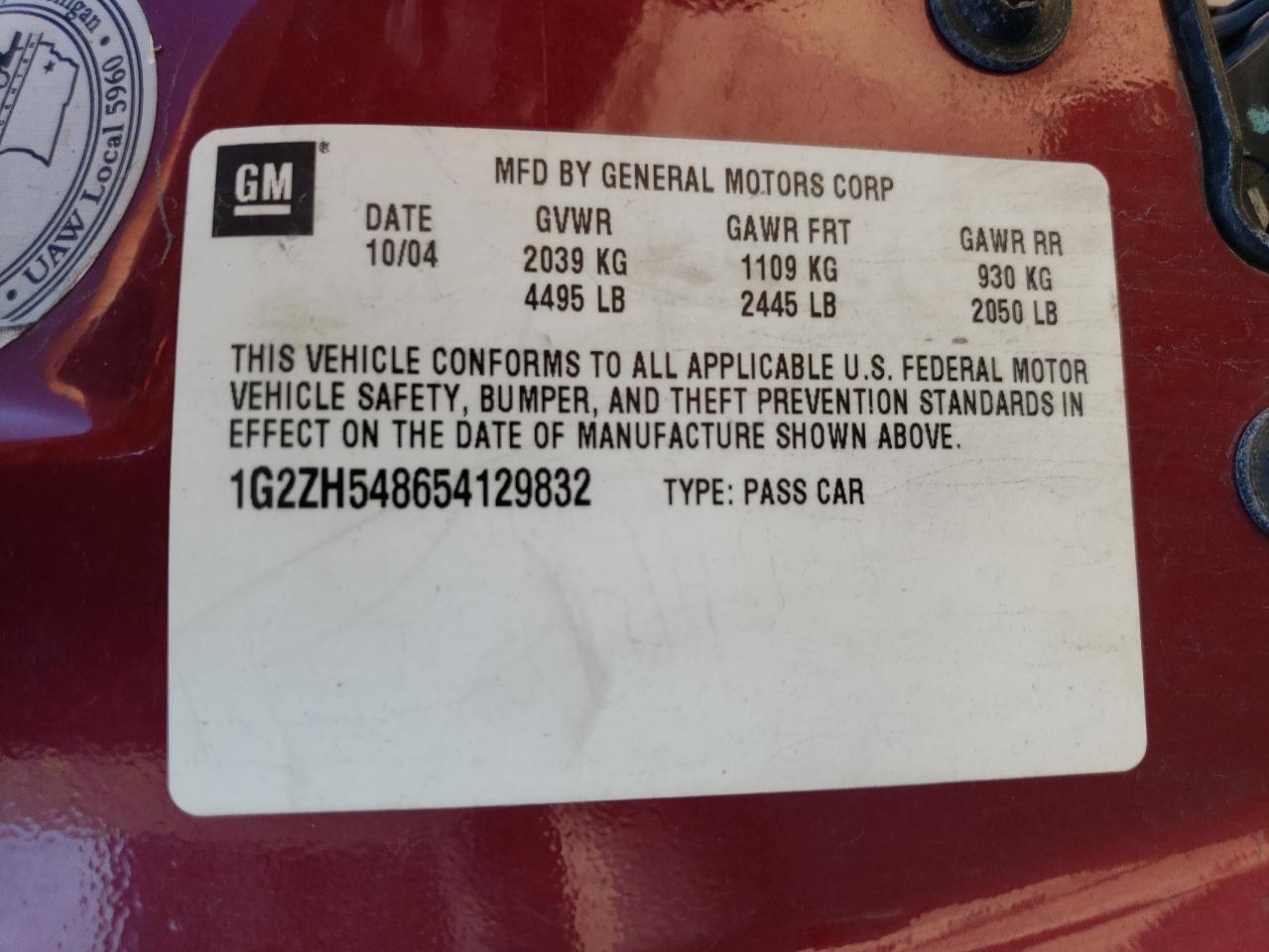 1G2ZH548654129832 2005 Pontiac G6 Gt