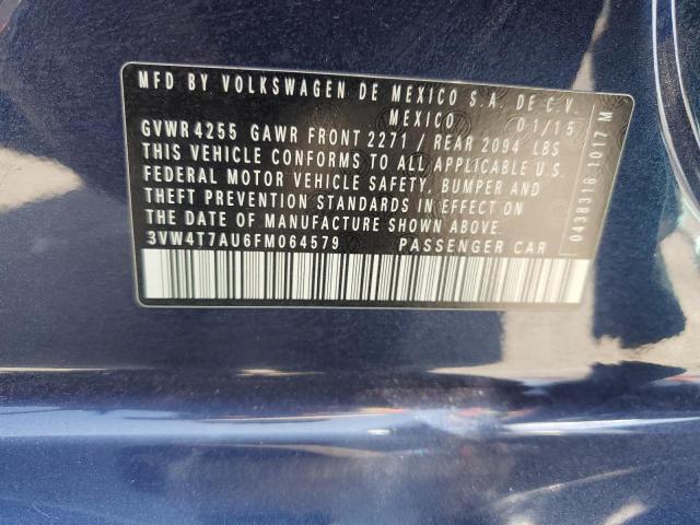 2015 Volkswagen Gti VIN: 3VW4T7AU6FM064579 Lot: 58543084