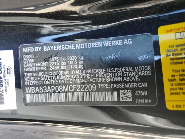 VIN WBA53AP08MCF22209 2021 BMW 4 Series, 430I no.12