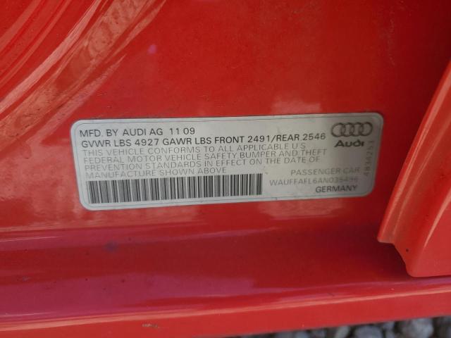 2010 Audi A4 Premium Plus VIN: WAUFFAFL6AN035496 Lot: 57381524