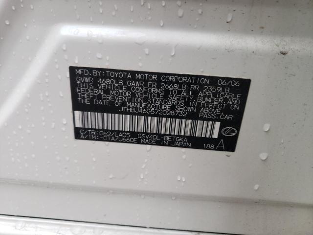 2007 Lexus Es 350 VIN: JTHBJ46G572028732 Lot: 59470324