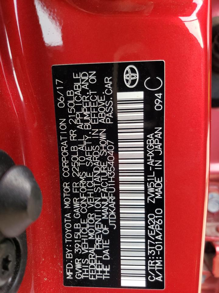 JTDKARFU1H3540407 2017 Toyota Prius