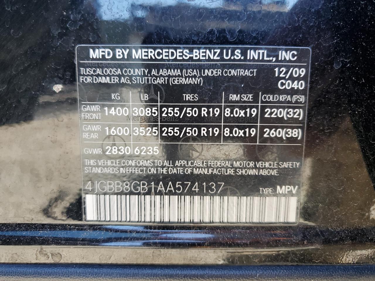 4JGBB8GB1AA574137 2010 Mercedes-Benz Ml 350 4Matic