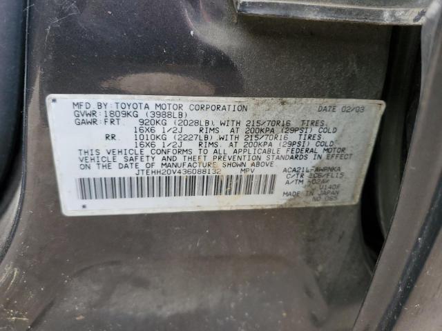 2003 Toyota Rav4 VIN: JTEHH20V436088132 Lot: 60324404