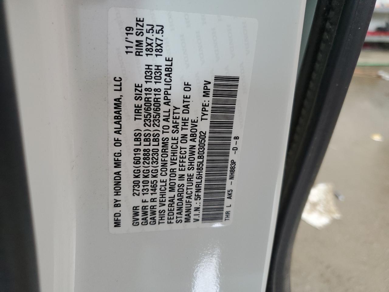 2020 Honda Odyssey Touring vin: 5FNRL6H85LB030502