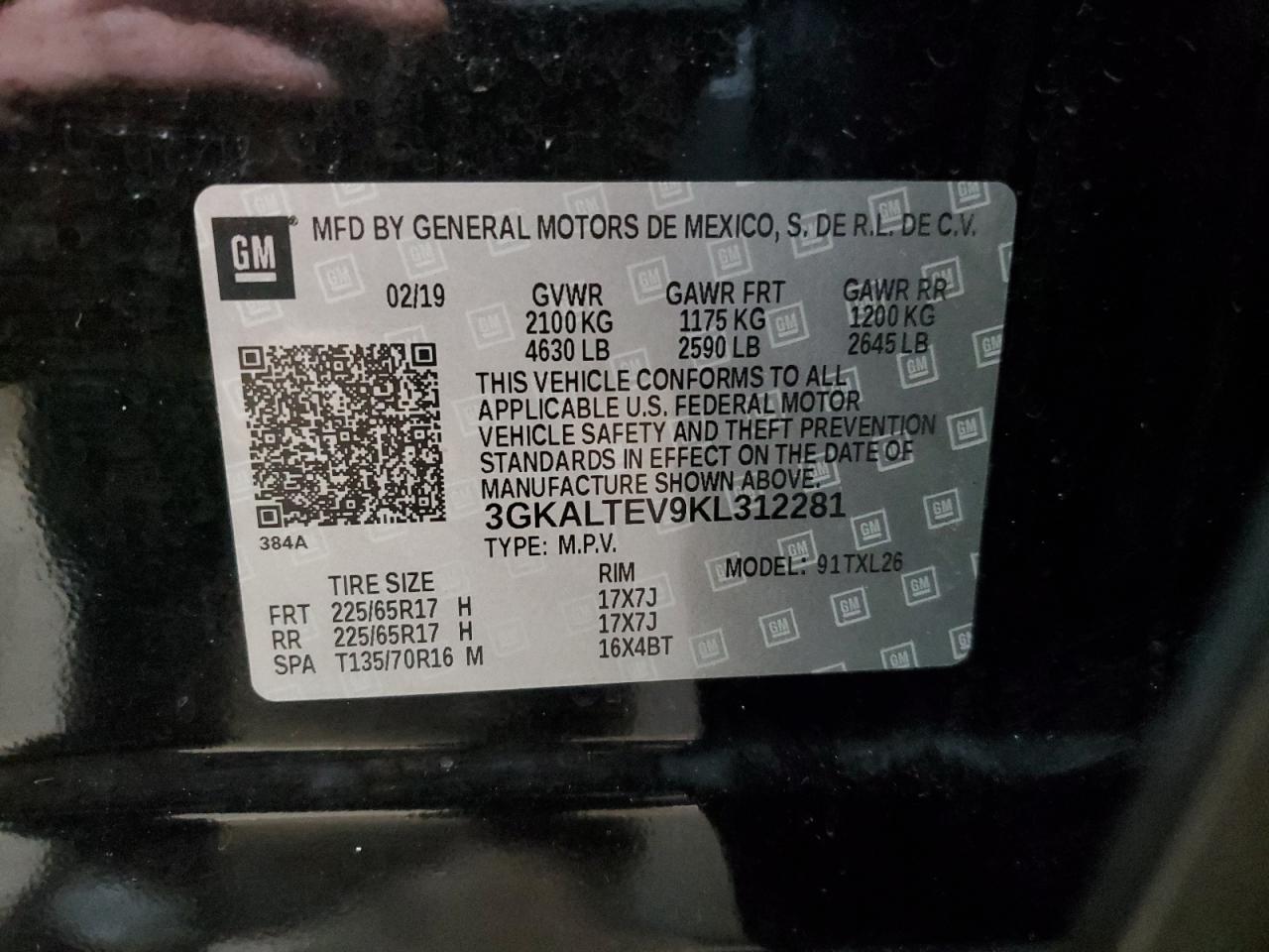 3GKALTEV9KL312281 2019 GMC Terrain Sle