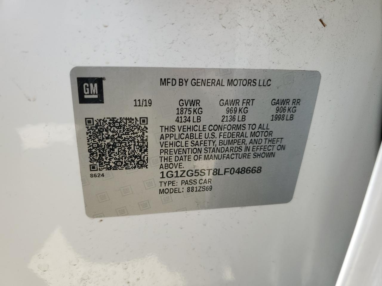 1G1ZG5ST8LF048668 2020 Chevrolet Malibu Rs