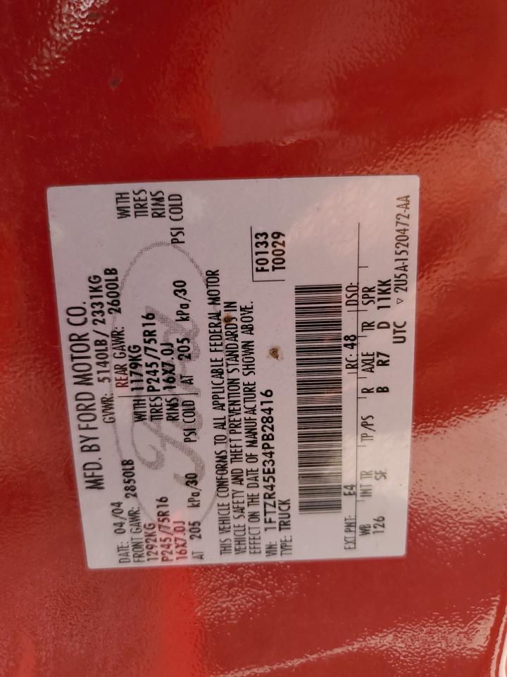 1FTZR45E34PB28416 2004 Ford Ranger Super Cab