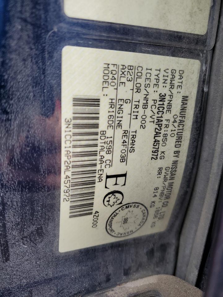 3N1CC1AP2AL457972 2010 Nissan Versa S