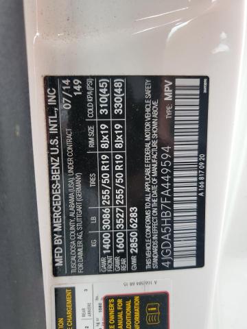 2015 Mercedes-Benz Ml 350 4Matic VIN: 4JGDA5HB7FA449594 Lot: 59147954