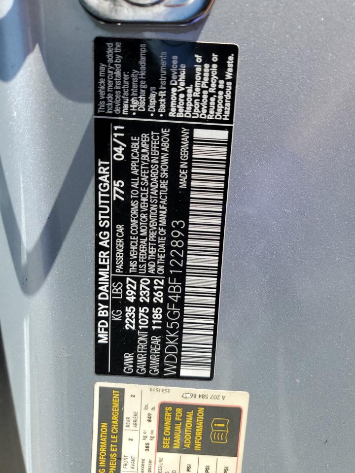 WDDKK5GF4BF122893 2011 Mercedes-Benz E 350