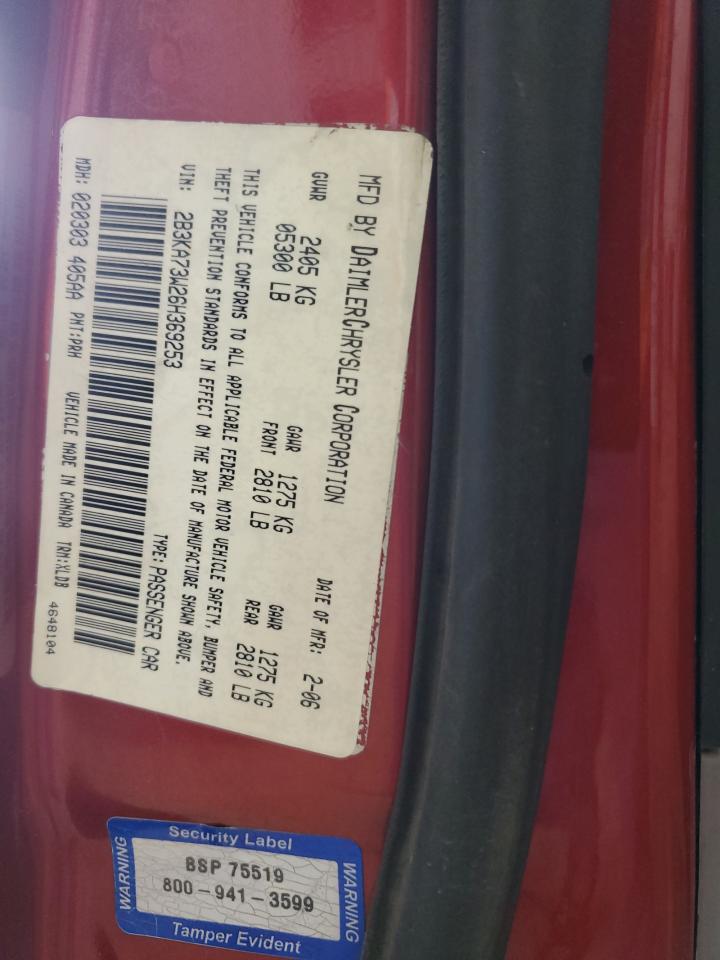 2B3KA73W26H369253 2006 Dodge Charger Srt-8