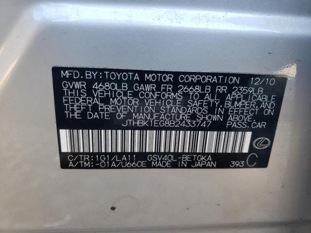 JTHBK1EG8B2433747 2011 Lexus Es 350