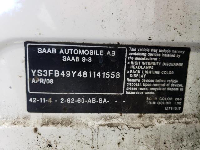 2008 Saab 9-3 2.0T VIN: YS3FB49Y481141558 Lot: 57707524