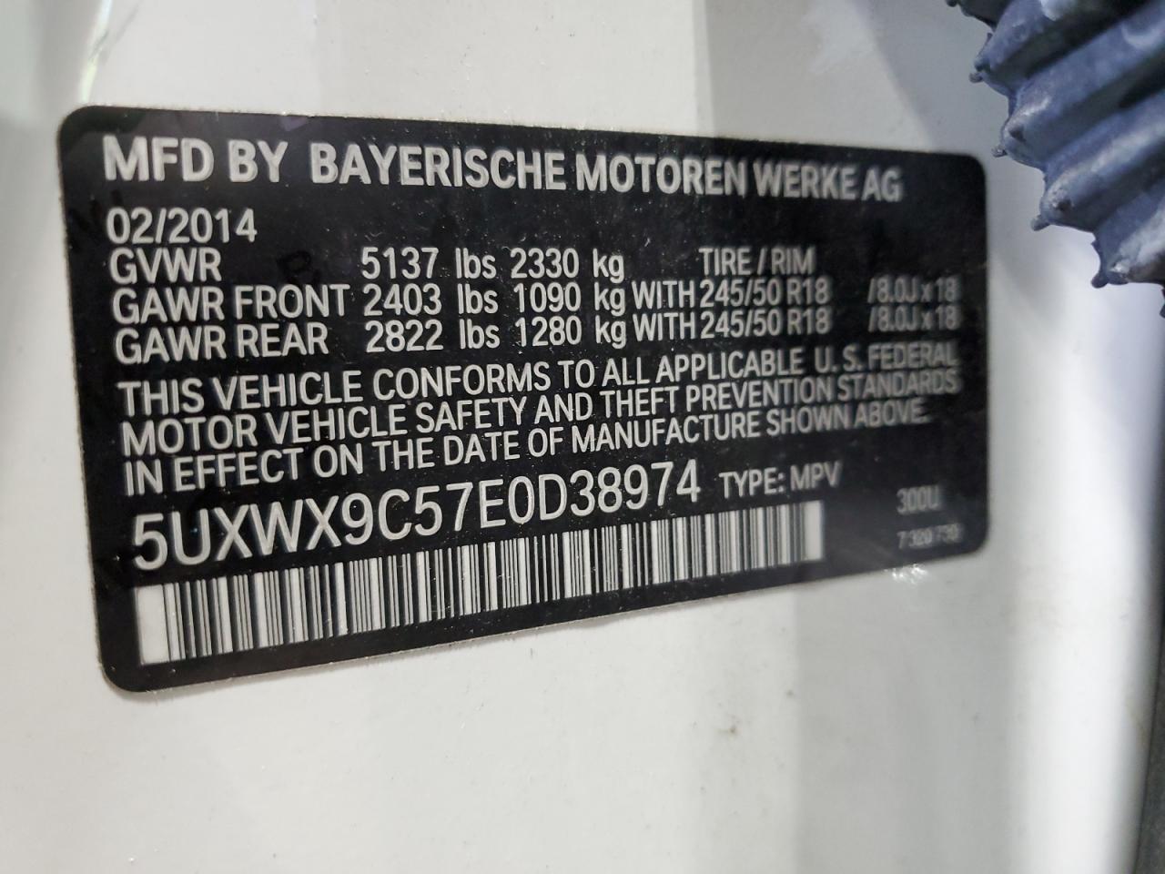 5UXWX9C57E0D38974 2014 BMW X3 xDrive28I