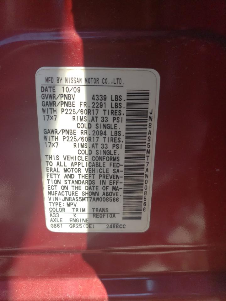 JN8AS5MT7AW008566 2010 Nissan Rogue S