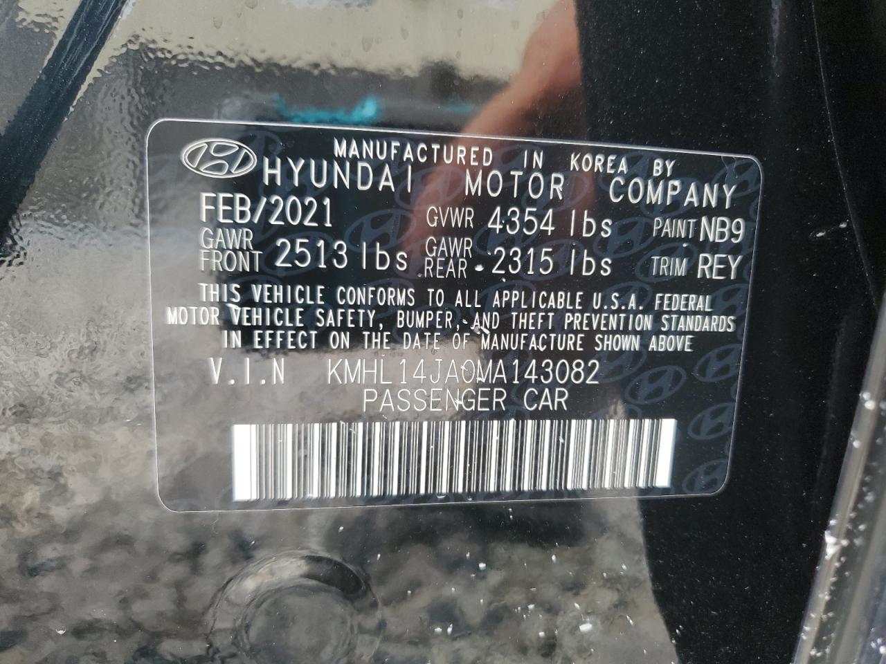 KMHL14JA0MA143082 2021 Hyundai Sonata Sel