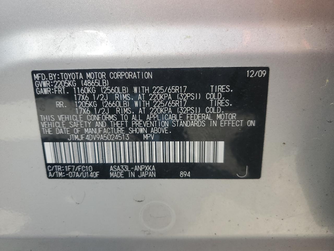 JTMJF4DV9A5024513 2010 Toyota Rav4