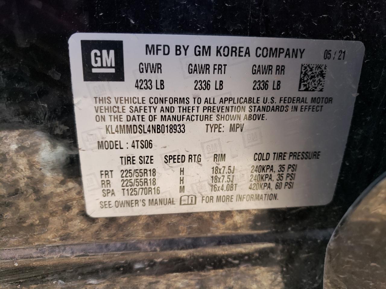 KL4MMDSL4NB018933 2022 Buick Encore Gx Select