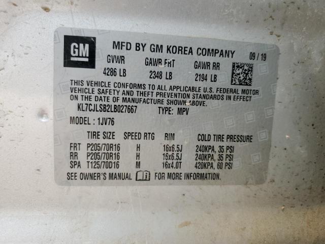 2020 Chevrolet Trax 1Lt VIN: KL7CJLSB2LB027667 Lot: 58160204