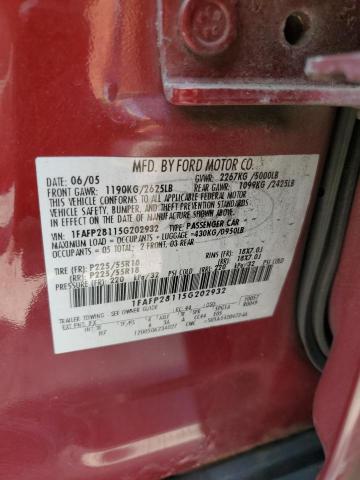 2005 Ford Five Hundred Limited VIN: 1FAFP28115G202932 Lot: 59850324