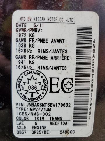 2011 Nissan Rogue S VIN: JN8AS5MT6BW179682 Lot: 59165804