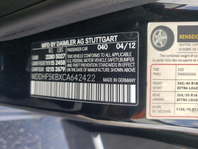 2012 Mercedes-Benz E 350 VIN: WDDHF5KBXCA642422 Lot: 57429064