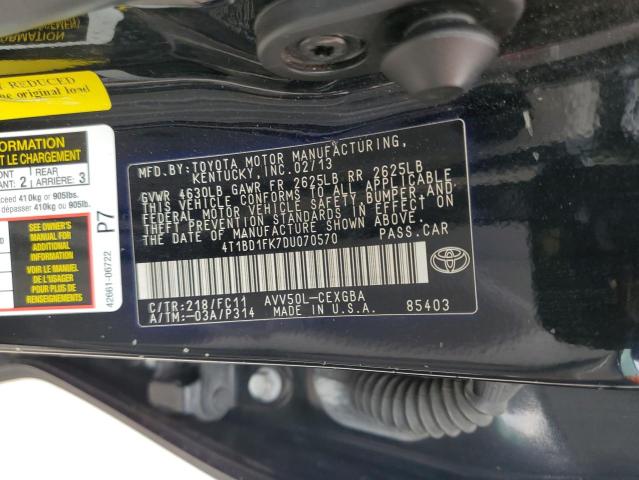 VIN 4T1BD1FK7DU070570 2013 Toyota Camry, Hybrid no.12