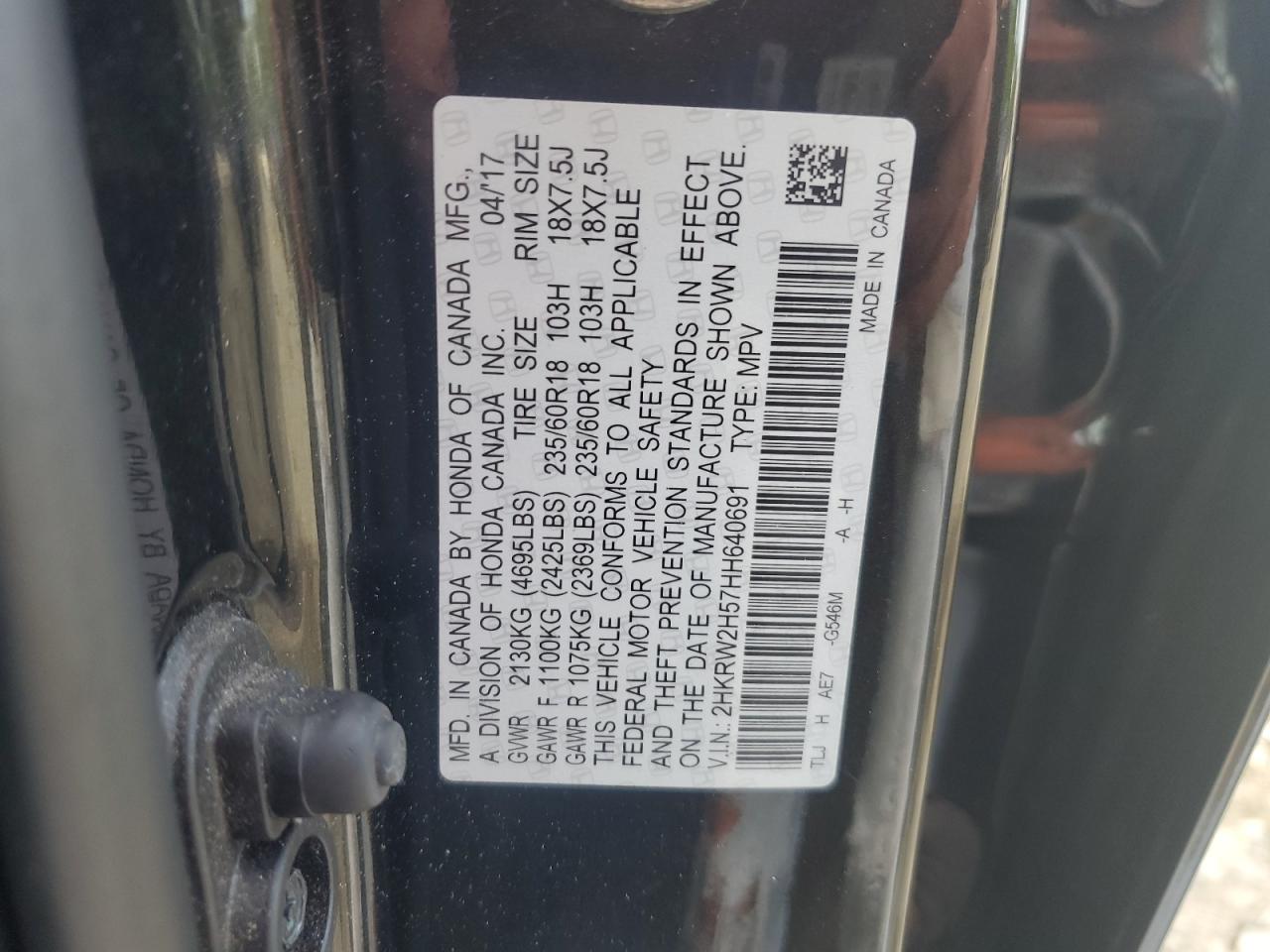 2HKRW2H57HH640691 2017 Honda Cr-V Ex 2HKRW2H57HH640691 2017 Honda Cr-V Ex