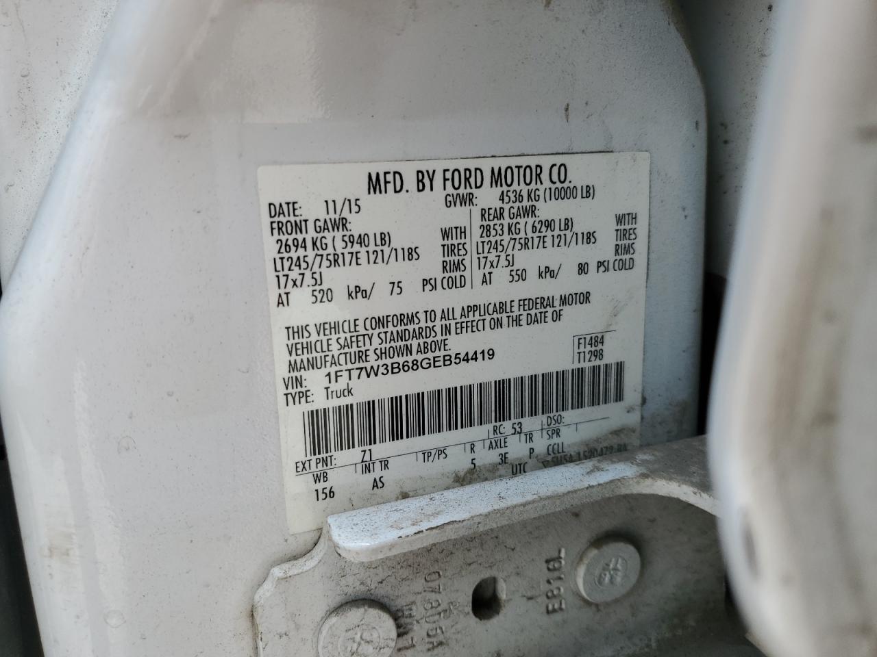 1FT7W3B68GEB54419 2016 Ford F350 Super Duty