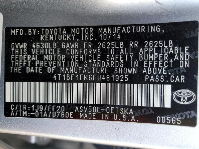 VIN 4T1BF1FK6FU481925 2015 Toyota Camry, LE no.12