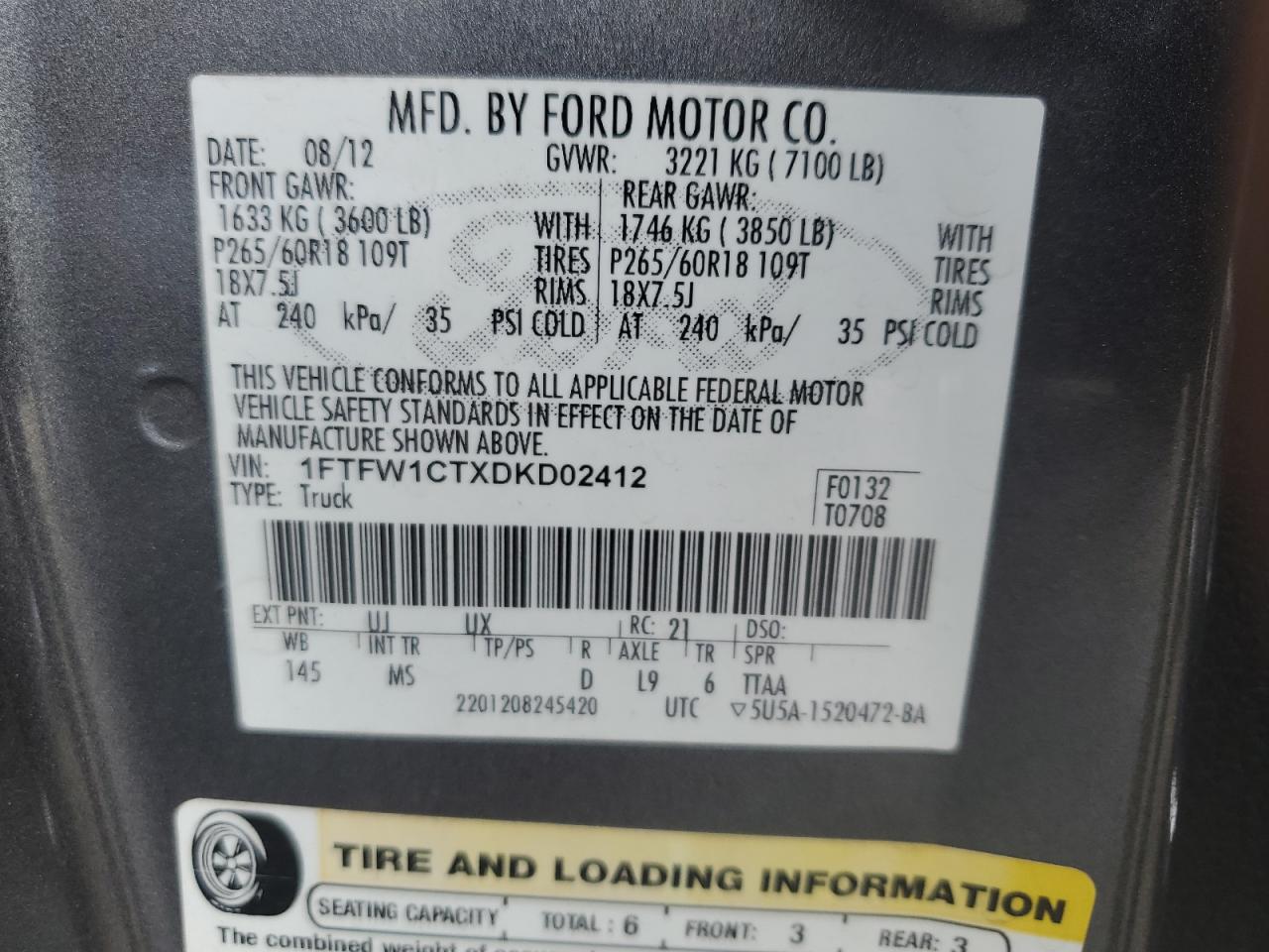 1FTFW1CTXDKD02412 2013 Ford F150 Supercrew