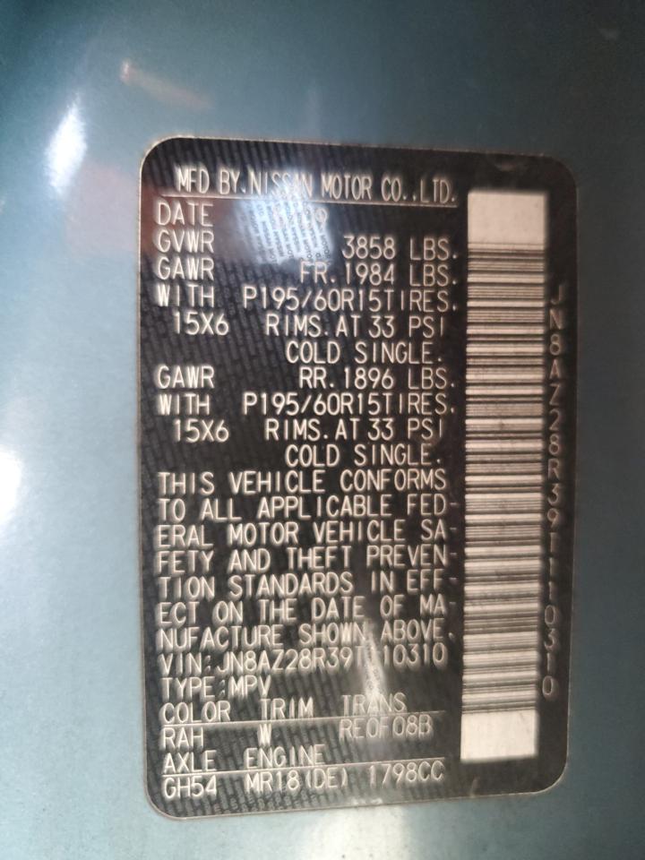 JN8AZ28R39T110310 2009 Nissan Cube Base