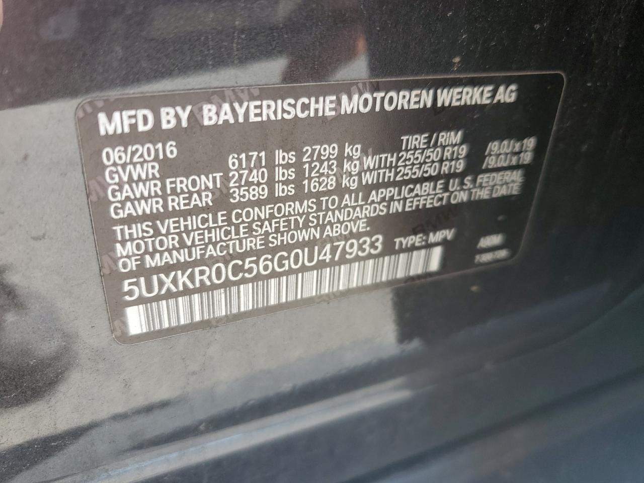 5UXKR0C56G0U47933 2016 BMW X5 xDrive35I