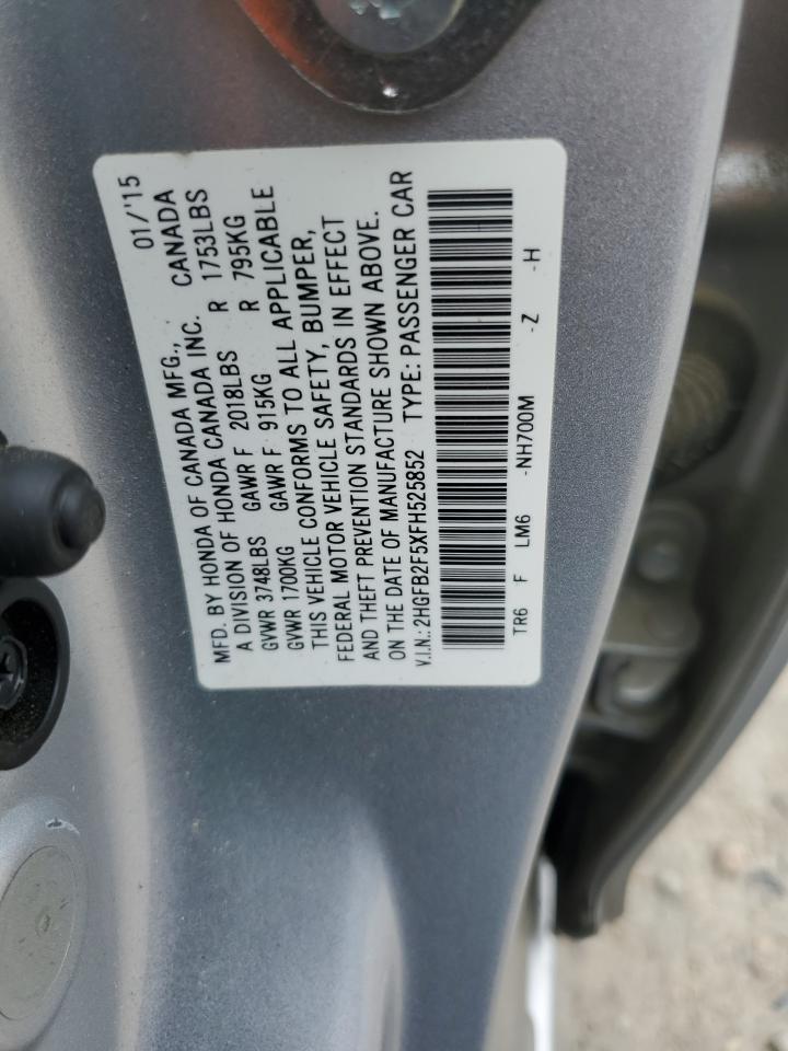 2HGFB2F5XFH525852 2015 Honda Civic Lx