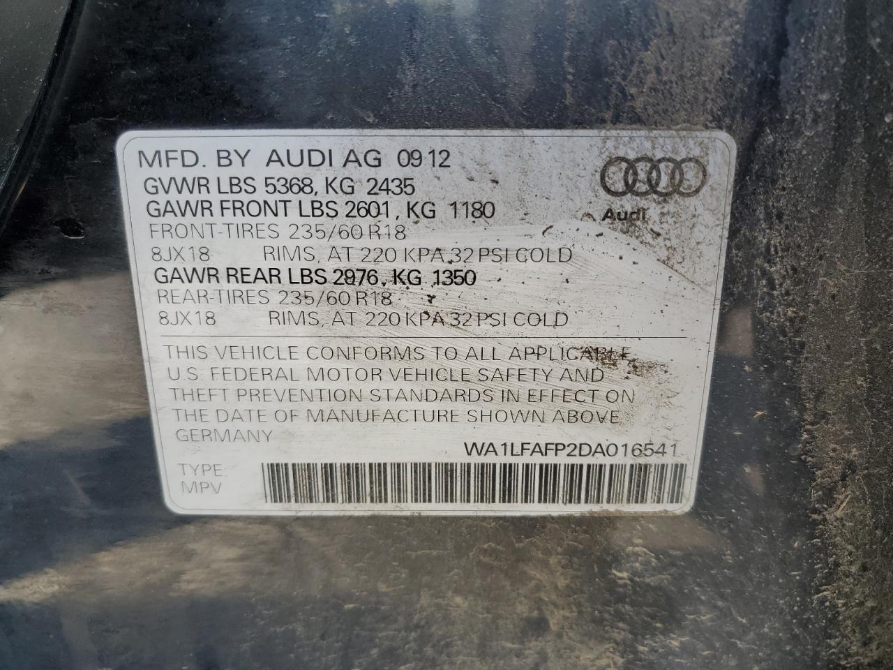 WA1LFAFP2DA016541 2013 Audi Q5 Premium Plus