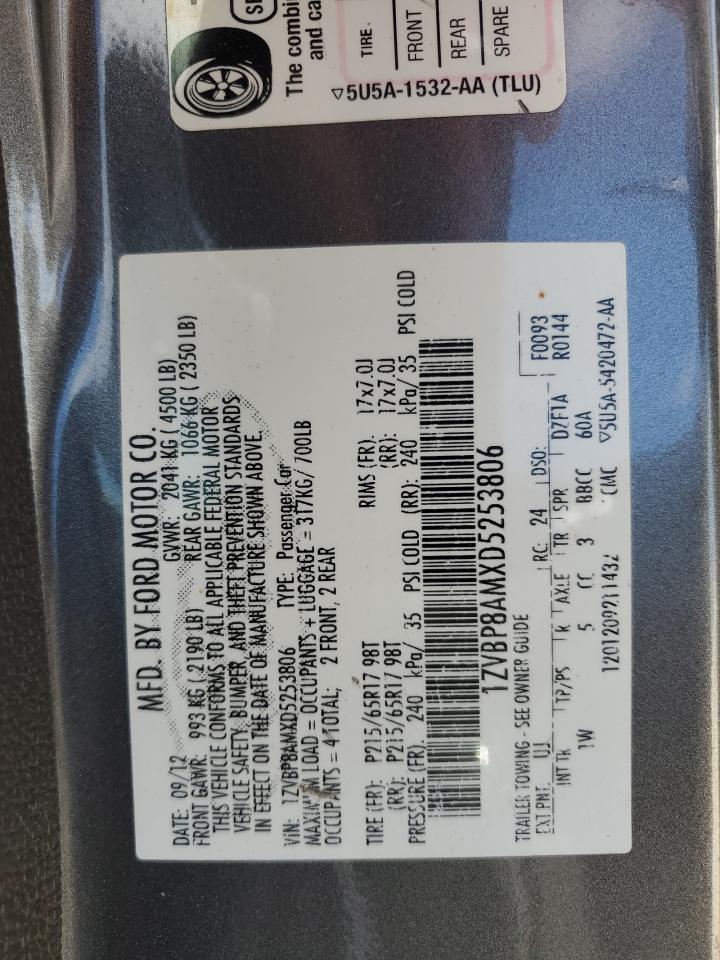 1ZVBP8AMXD5253806 2013 Ford Mustang