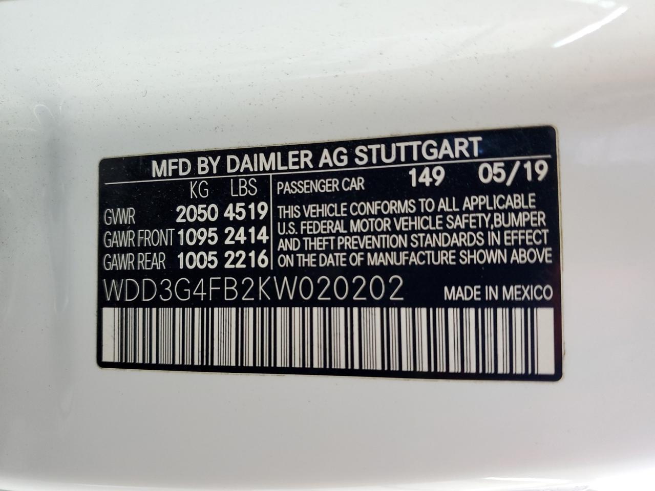 WDD3G4FB2KW020202 2019 Mercedes-Benz A 220 4Matic