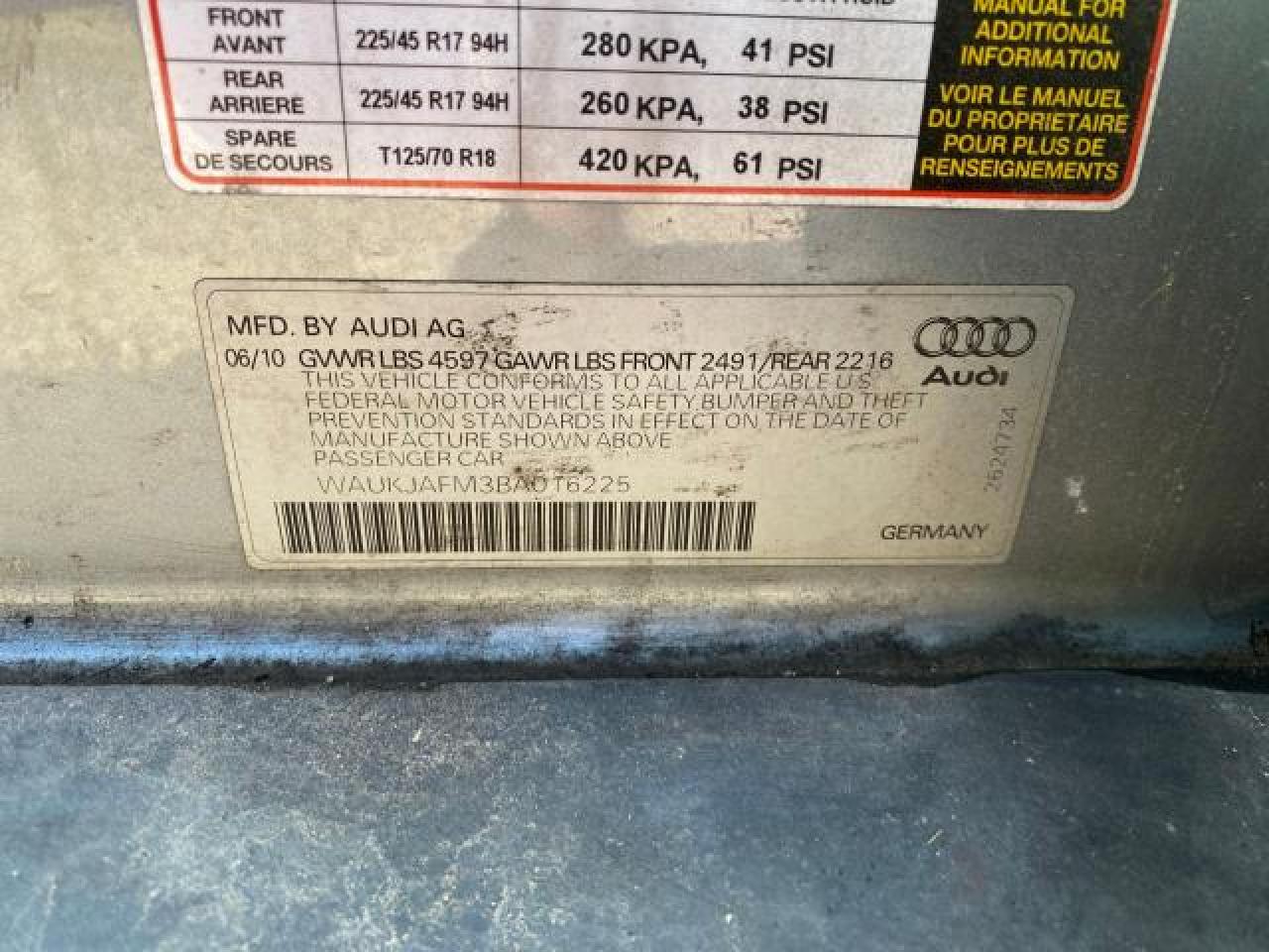 WAUKJAFM3BA016225 2011 Audi A3 Premium Plus