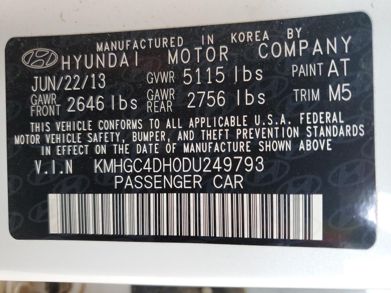 KMHGC4DH0DU249793 2013 Hyundai Genesis 5.0L