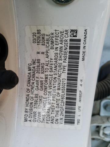 2020 Honda Civic Lx VIN: 2HGFC2F60LH550213 Lot: 58606544