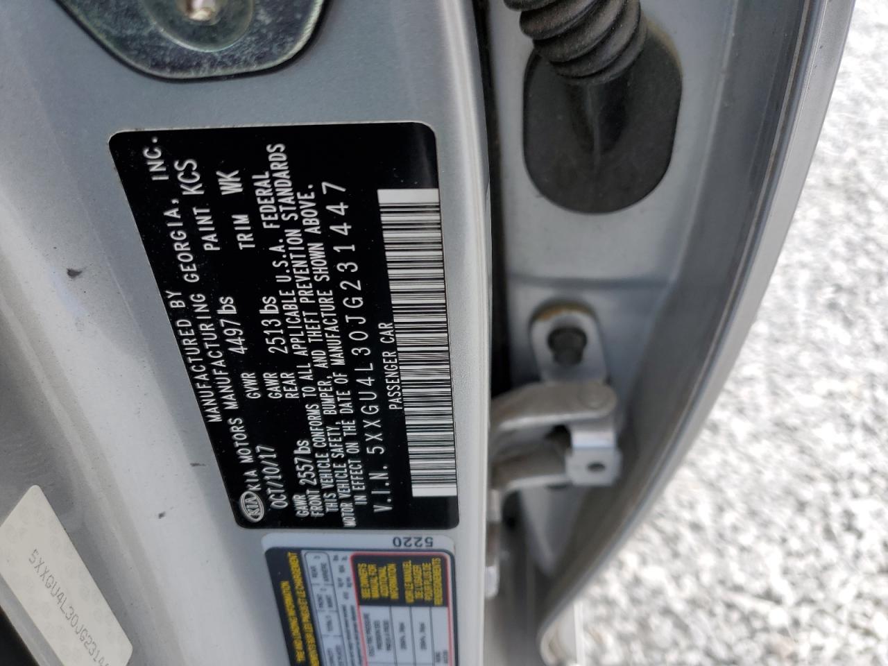 5XXGU4L30JG231447 2018 Kia Optima Ex