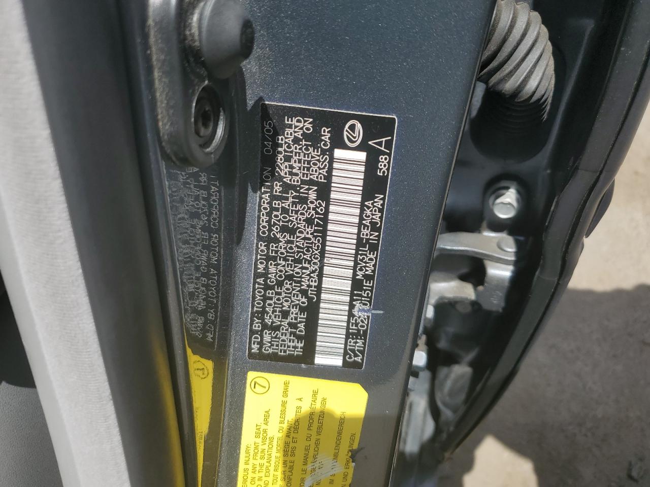 JTHBA30GX55117162 2005 Lexus Es 330