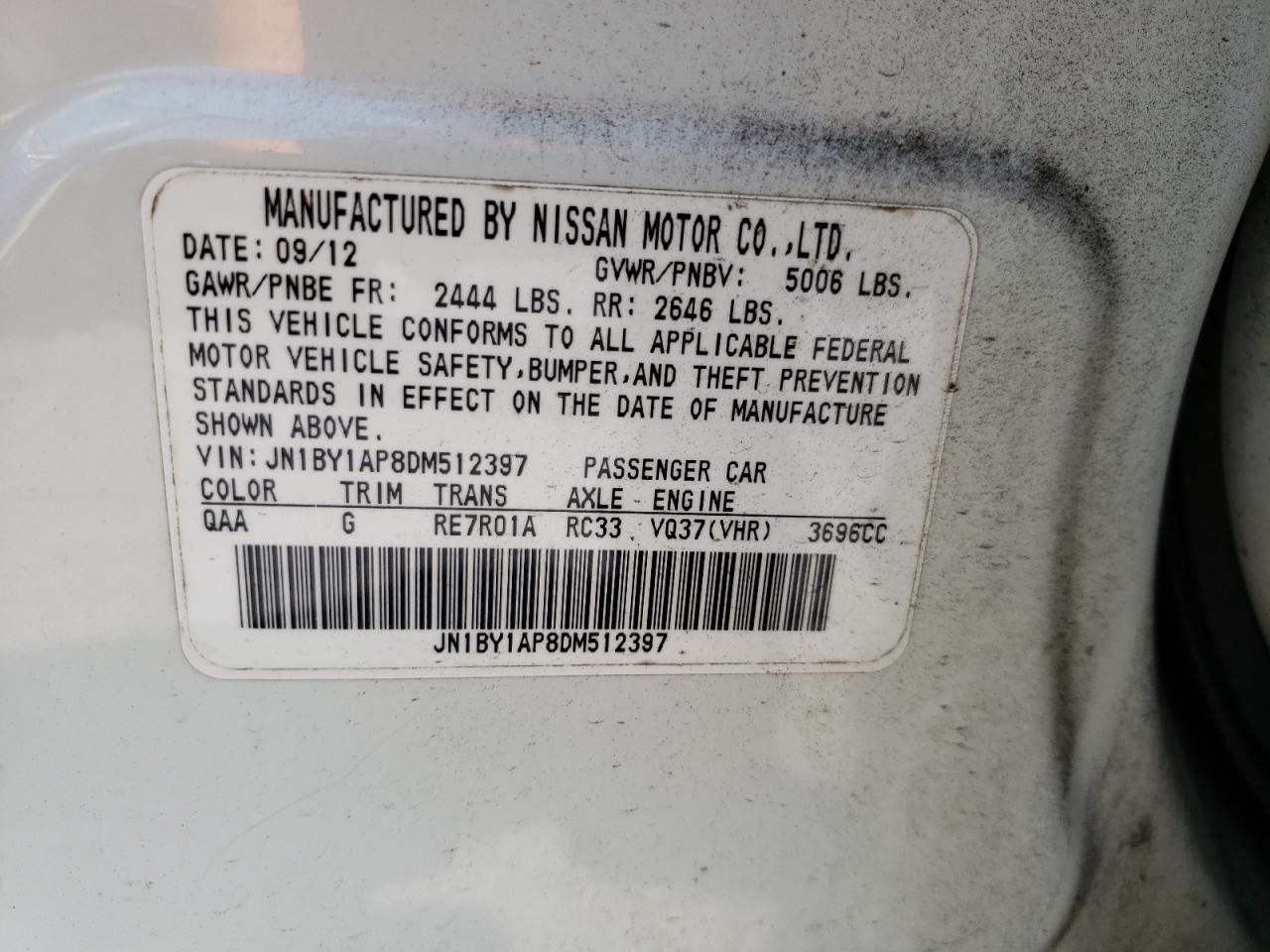 JN1BY1AP8DM512397 2013 Infiniti M37