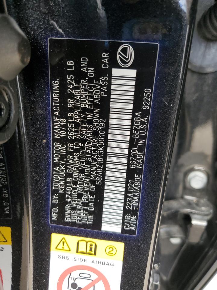 58ABZ1B13KU010192 2019 Lexus Es 350