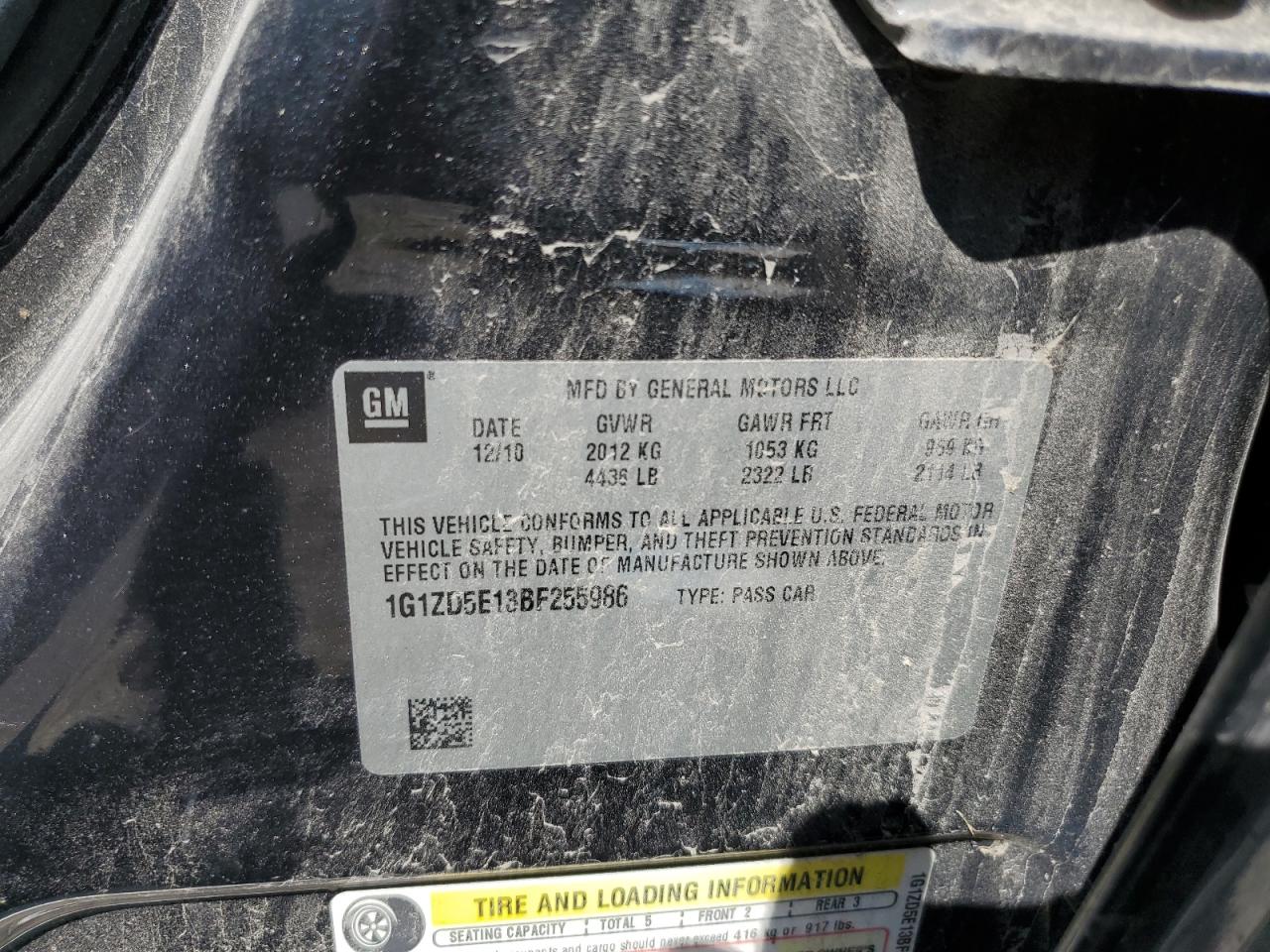 1G1ZD5E13BF255986 2011 Chevrolet Malibu 2Lt