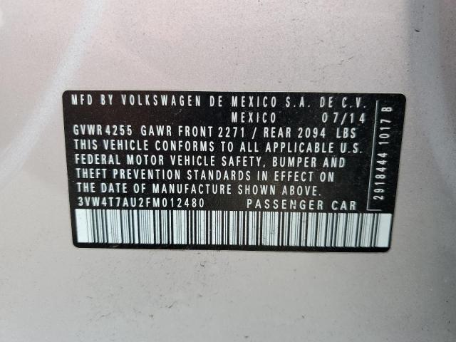 2015 Volkswagen Gti VIN: 3VW4T7AU2FM012480 Lot: 57898464