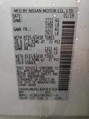 2019 Nissan Pathfinder S VIN: 5N1DR2MM3KC609550 Lot: 58932674