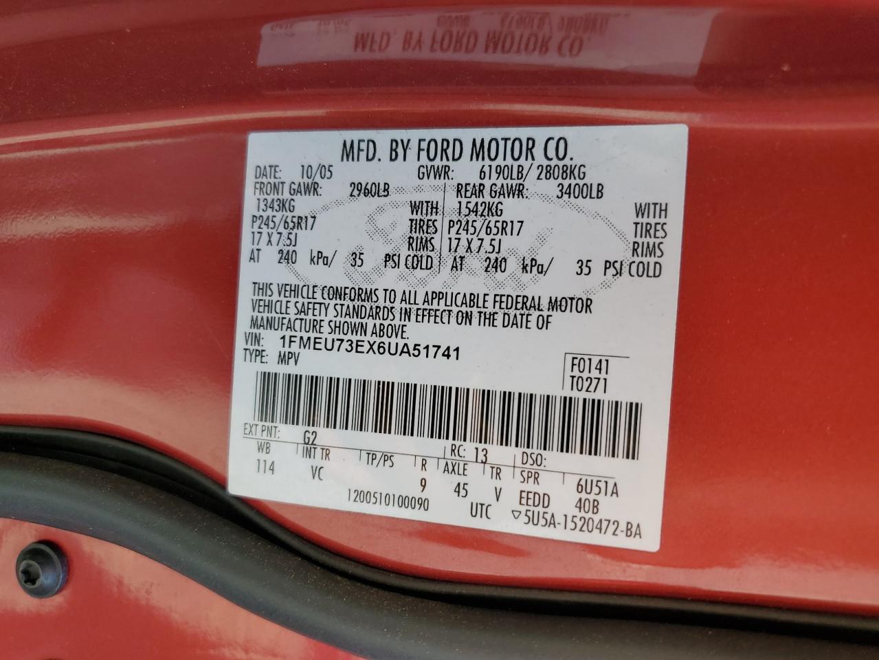 1FMEU73EX6UA51741 2006 Ford Explorer Xlt