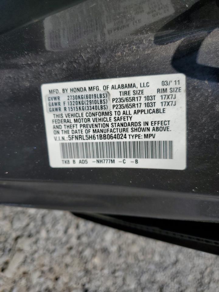 5FNRL5H61BB064024 2011 Honda Odyssey Exl